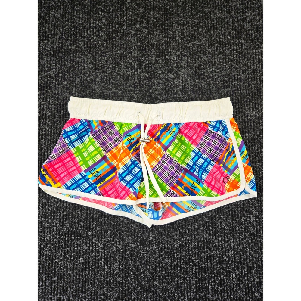 Ocean Pacific OP Womens Multi Color Patchwork Plaid Dolphin Board Shorts Size M